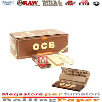 Cartine OCB Virgin Marrone Medium 1 1/4 + Filtri in Carta – Naturali, 24 Libretti