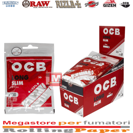 OCB Filtri Slim Lunghi 6x20mm – 10 Bustine per Box | Originali