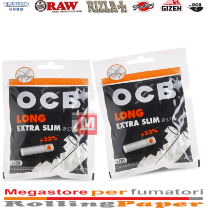 Filtri Ocb Extra Slim Long 5,7mm Lunghi 10 Bustine da 120 Filtrini