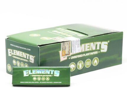 Cartine Elements Green Unrefined Corte Singole – Scatola da 50 Libretti