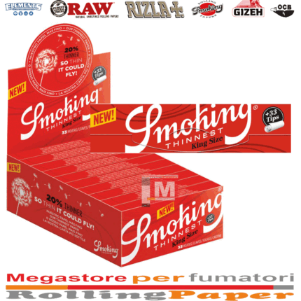 Cartine Smoking Thinnest – King Size Slim con Filtri + Tips, 24 Libretti