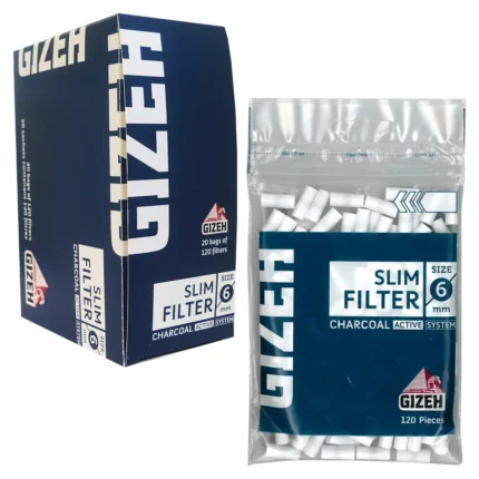 Gizeh Filtri 6mm Slim ai Carboni Attivi Spugna Lisci – In Busta da 120 Filtrini