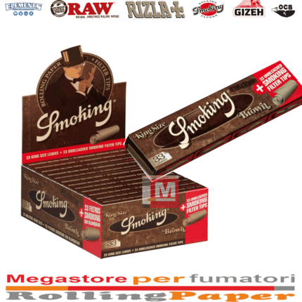 Cartine Smoking Brown King Size Slim – Lunghe + Filtri in Carta, 24 Libretti