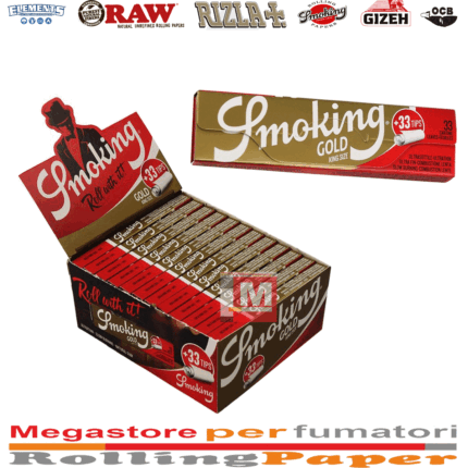 Cartine Smoking Gold King Size Slim – Lunghe Oro + Filtri in Carta, 24 Libretti