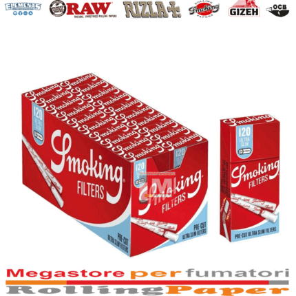Filtri Smoking Red Pre-Cut Ultra Slim 5.7mm in stick Confezione da 20 scatole da 120 filtri