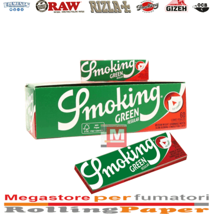 Cartine Smoking Green Corte – Verde Regular con Angoli Tagliati, 50 Libretti