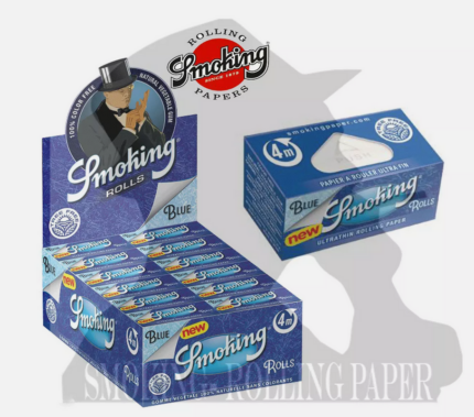Cartine Smoking Blue Rolls – Blu King Size Slim Lunghe De Luxe, 24 Rotoli