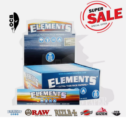 Cartine Elements Blu King Size Slim – Scatola da 50 Libretti