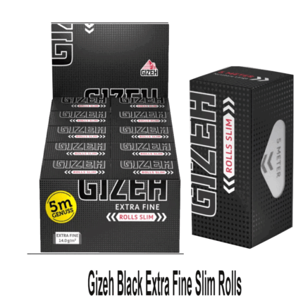 Gizeh Black Extra Fine Slim Rolls – 5 Meter Roll – Box of 20 Rolls