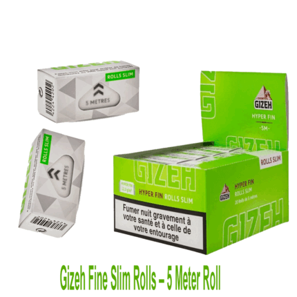 Gizeh Fine Slim Rolls – 5 Meter Roll – Box of 20 Rolls