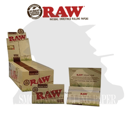 Cartine RAW Organic in Canapa Wide Corte Doppie – Scatola da 25 Libretti