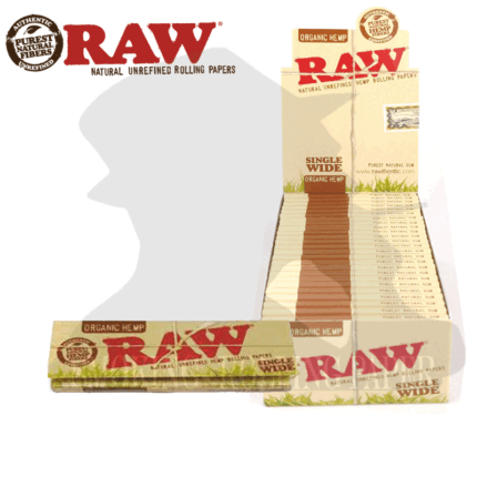 Cartine RAW Organic Single Wide Corte – Scatola da 50 Libretti