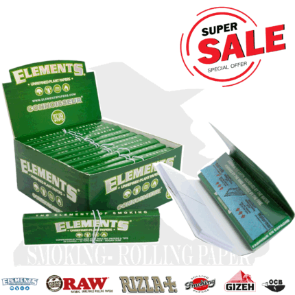 Cartine Elements Connoisseur Eco Green King Size Slim con Filtri – 24 Libretti