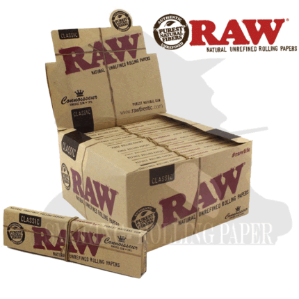 Cartine RAW Classic Connoisseur – King Size Slim – con Filtri in Carta 24 Libretti