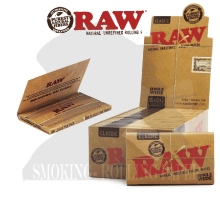 Cartine RAW Classic Wide Corte Doppie – Scatola da 25 Libretti