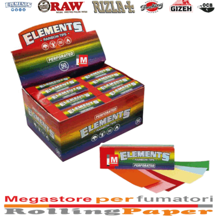 Elements Filter Tips – Filtri in Carta Rainbow Slim Perforated – 50 Blocchetti