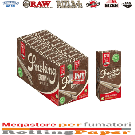 Smoking Filtri Brown Biodegradabili Ultra Slim 5,7 mm Ecologici Da 20 Astucci 120 Filtrini