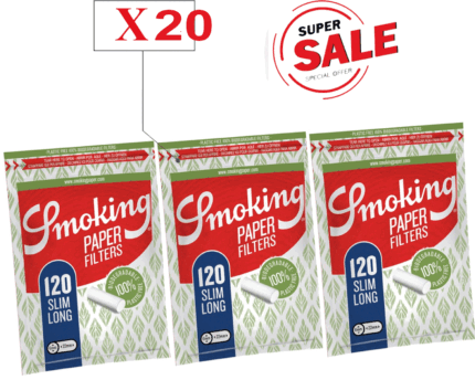 Smoking Filtri Paper Slim Lunghi in Carta 6 x 22mm – 20 Bustine da 120 Filtri