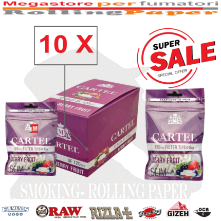 Cartel Filtri Berry Fruit Slim 6mm – Busta da 120 Filtrini da 15mm