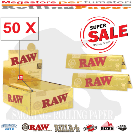 Cartine RAW Ethereal King Size – Premium Gold Edition – 50 Libretti