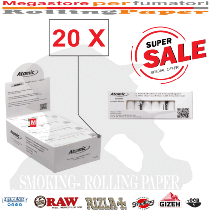 Atomic Filtri ai Carboni Attivi Slim 6mm – Confezione da 20 Scatolette
