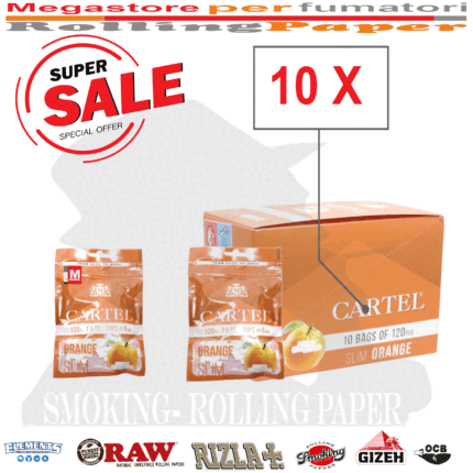 Cartel Filtri Arancioni Slim 6mm – 10 Bustine da 120 Filtrini