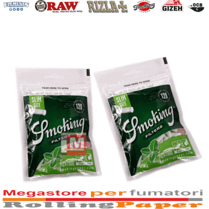 Smoking Filtri Menthol Slim 6mm – 10 Bustine da 120 Filtri