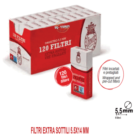 Filtri Rex Bravo extra slim 5.5x14 mm – confezione da 120 filtri