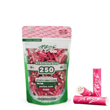 Purize Filtri Extra Slim 6mm ai Carboni Attivi Pink 250 Pezzi Originali