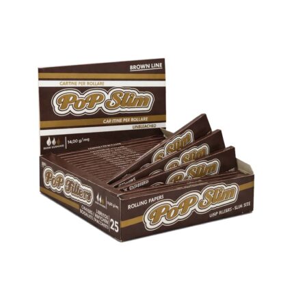 POP Filters Brown Unbleached Cartine King Size Slim Lunghe 25 Libretti Originali